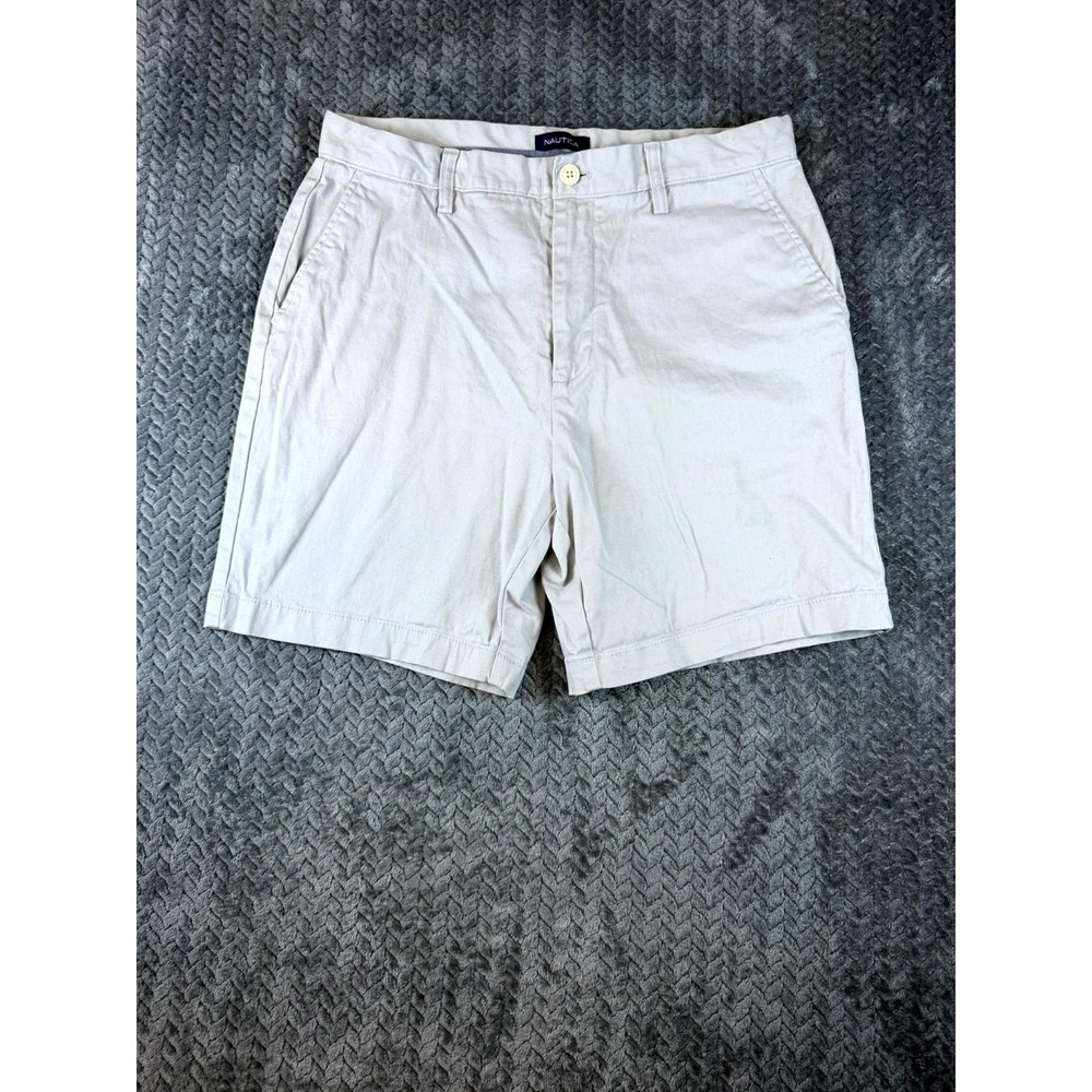 Nautica The Deck Short Mens 34W Gray Cotton Stretch Chino Golf Shorts High Rise